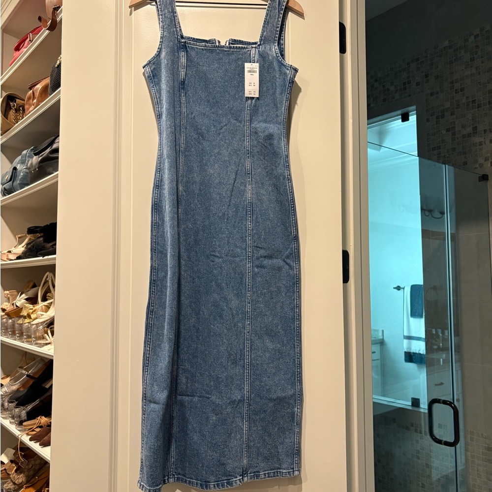 Abercrombie & Fitch Blue Denim Midi Dress